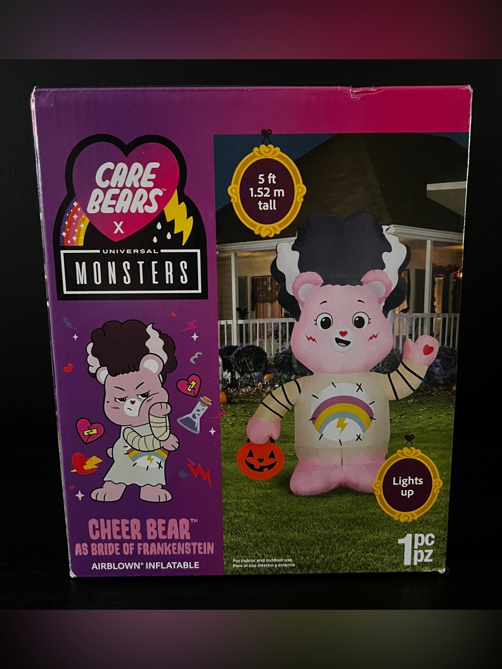 NEW Care Bears Monster Cheer Bear Bride Of Frankenstein Halloween Inflatable 5ft